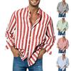 Men Shirt Long Sleeve Stand Collar Loose High Elasticity Casual Dress-up Stripe Printing Striped Shirts Casual Linen Buckle Top for Dating