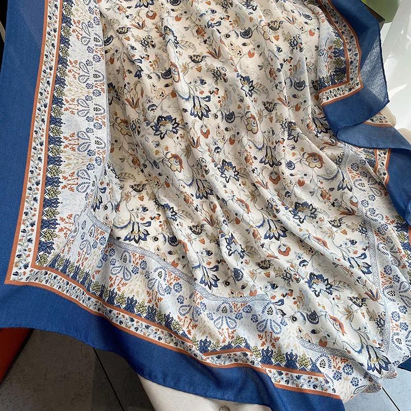 Модные большие накидки для женщин 130*130 см квадратный цветочный шарф для летних путешествий защита от солнца толстый шарф