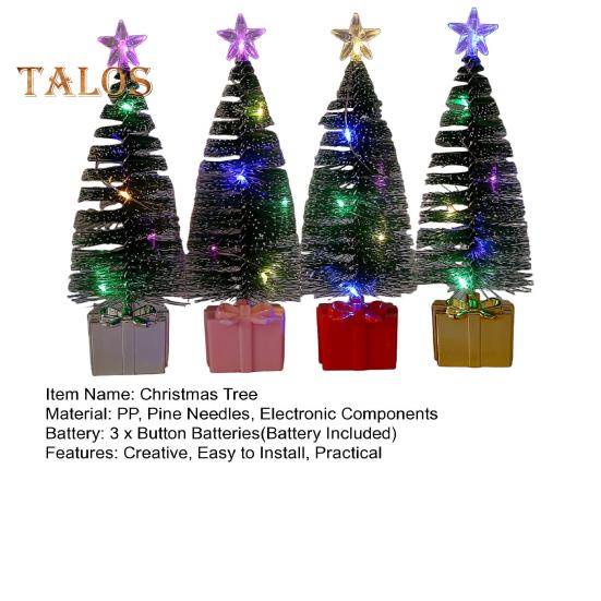 4 шт. маленьких елочных украшений со светодиодными лампами на батарейках реалистичные мини-настольные аксессуары для рождественской елки