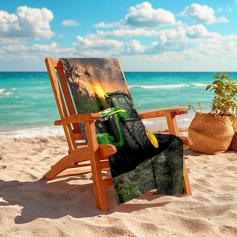 Tractor Sunset beach towel,quick drying absorbent beach towel,outdoor sports swimming beach towel,Soft and comfortable