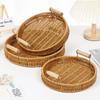 1Pcs Round Shape Storage Tray Fruit Vegetable Cake Wicker Plastic Rattan Threads Basket