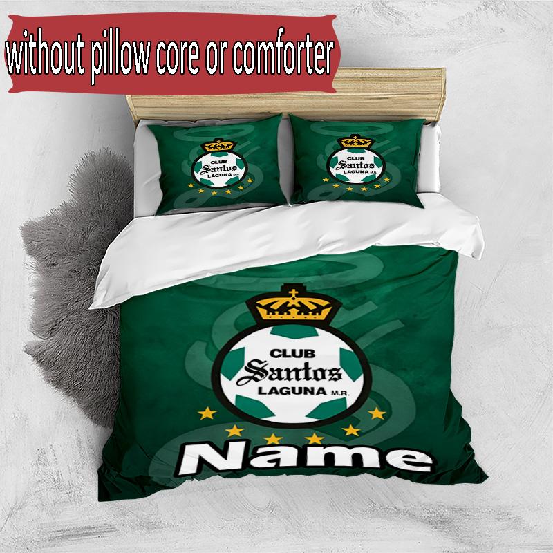3pcs Duvet Cover Set (1*Duvet Cover + 2*Pillowcase, Without Core), Custom Name Club Santos Laguna Pattern Bedding Set, Home Bedroom Decor Gift