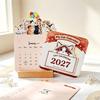 Paper 2027 Desk Calendar Floral Artwork Monthly Wooden Stand Calendar Wooden Base Home Office Calendar Home Office Decorative