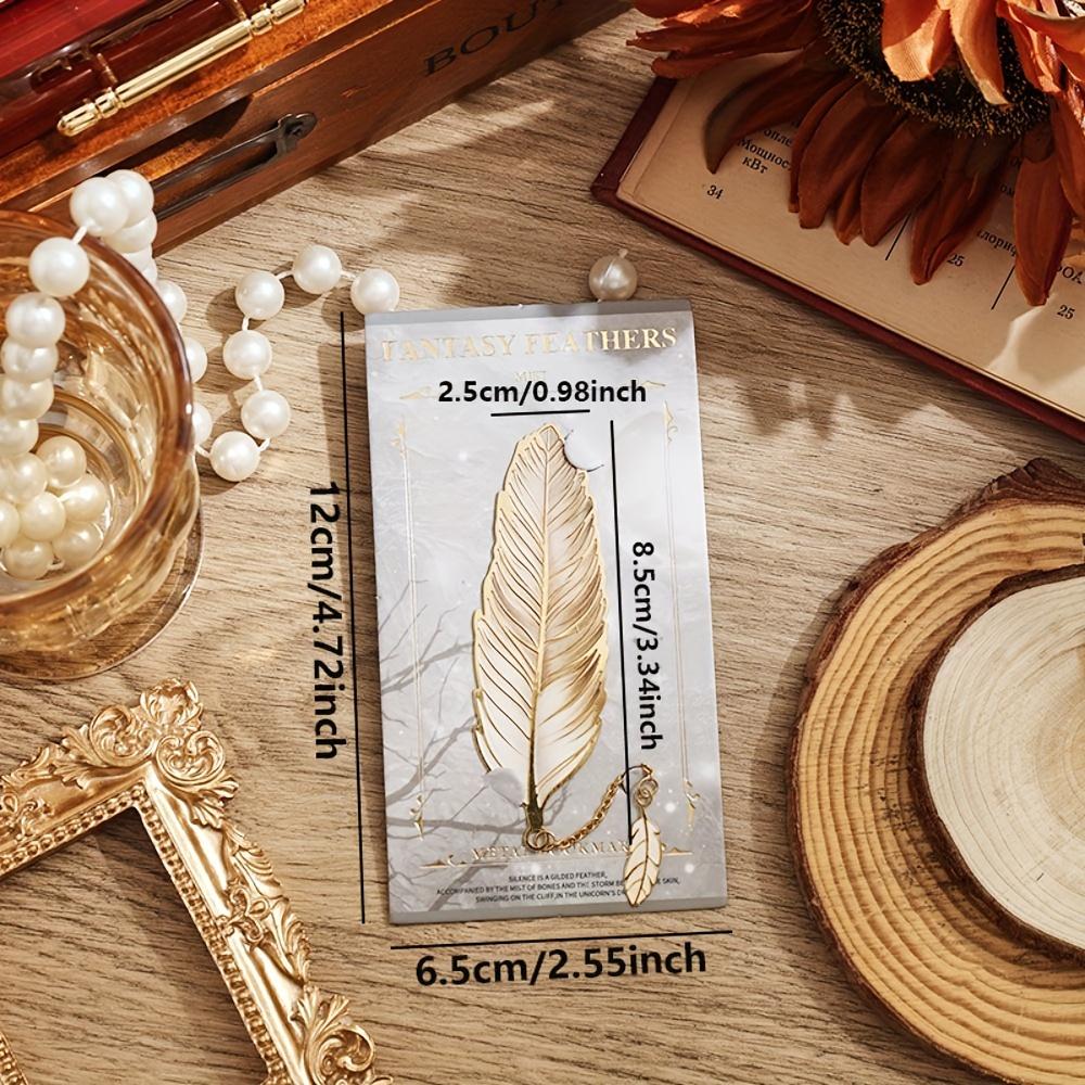 Vintage Feather Bronze Metal Bookmark with Chain Pendant - Perfect for Book Lovers and Writers