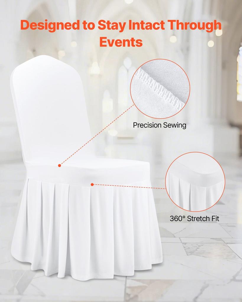 30 Pcs White Chair Covers, Polyester Spandex Chair Cover, Stretch Slipcovers for Wedding Party Dining Banquet Flat-Front Chair Covers, Fits Chair
