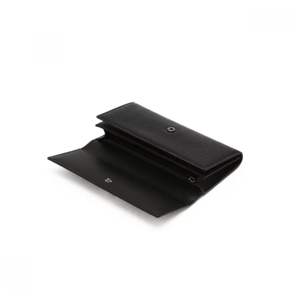 Daks Alexa Black Leather Premium Crystal Decoration Long Wallet Dcwa6f290bk