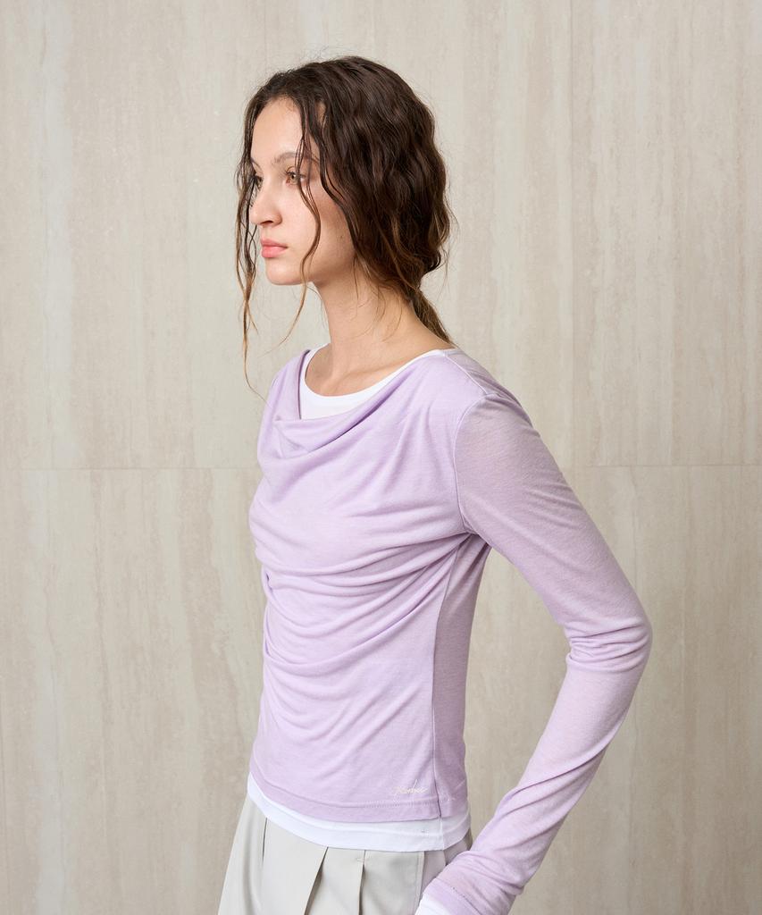 RE RHEE Wool Jersey Layered Top Liliac