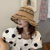 Women's Korean Style Woven Fisherman Hat Small Face Effect Summer Sunshade Crochet Straw Hat Foldable Sun Protection Wide Brim