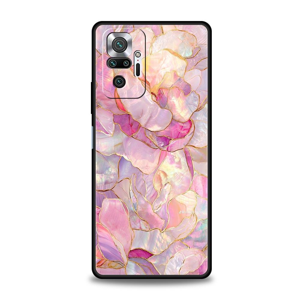 Модный Золотой Розовый Мраморный Чехол Для Телефона Для Xiaomi Redmi Note 14 13 5G 10 11 12 Pro Plus 4G 14C 13C 12C 10C Черная Крышка