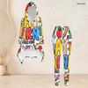 Women Plus Size Cartoon Printed Hooded Long Sleeve High Low Top Fitted Pants Two Piece Set
