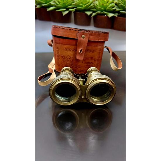 Морской бинокль из цельной латуни с гравировкой и кожаным футляром - винтажный морской декор - полностью функциональный - идеальный подарок для путешественников и отцов
