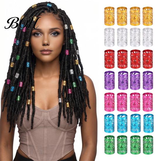 Colorful Dreadlock Rings 60Pcs Hair Accessories, Hollow Sun Pattern Open Cuffs Design Rings, Electroplated Bright Color Iron