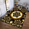 Luxury Carpet with Black and Gold Mandala Floral Pattern Design Suitable for use as an anti-slip for living room bedroom sofas