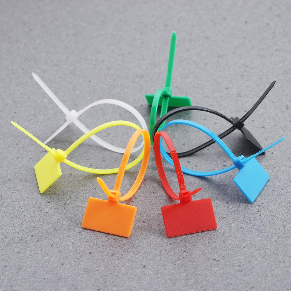 50pcs Markers Self-locking Plastic Loop Cable Winder Wire Ties Tag Labels