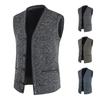 Men Sweater Vest V Neck Single-breasted Sleeveless Buttons with Pockets Elastic Thick Solid Color Knitted Top Sweater Coat