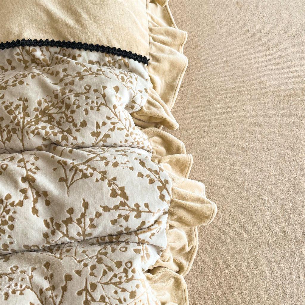 Ультра-толстое теплое осенне-зимнее бархатное резное постельное белье из 4 предметов - Класс А, Антистатическое, Идеально для мамы и малыша.