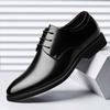Men Business Brogue Shoes Lace Up Oxfords Leather Trendy Office Work Dress Derby Shoes British Youth Wedding Shoes Men Flats