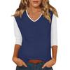 Женский повседневный модный сексуальный удобный топ с V-образным вырезом, цветной вставкой и рукавом три четверти