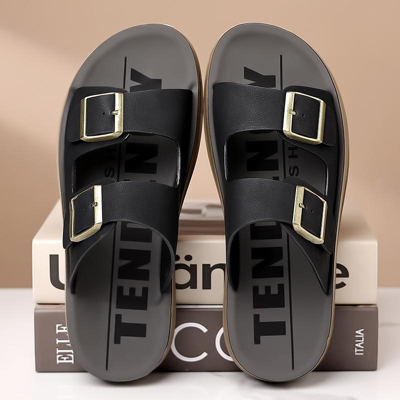 Fashion New Design Men's Sandals Casual Summer Beach Half Drag Outdoor Wear Anti-Slip Slippers Metal Buckle Cool Slides Shoes Flip Flops
