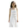 Oulain White Spaghetti Strap Dress for Women, Spring New French Style Pure Desire Lace Dress
