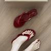 Red Flip-flops Women's Slippers Women's Summer Wear Fashion Toe Sandals French Small Fragrant Flat Beach Shoes