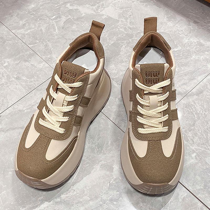 Универсальные толстоподошвенные увеличивающие рост маленькие повседневные спортивные туфли весенние новые папины кроссовки женские