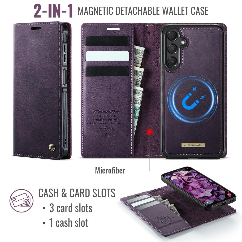 For Samsung Galaxy A16 5G Magnetic Case RFID Blocking Detachable Wallet Leather Phone Cover