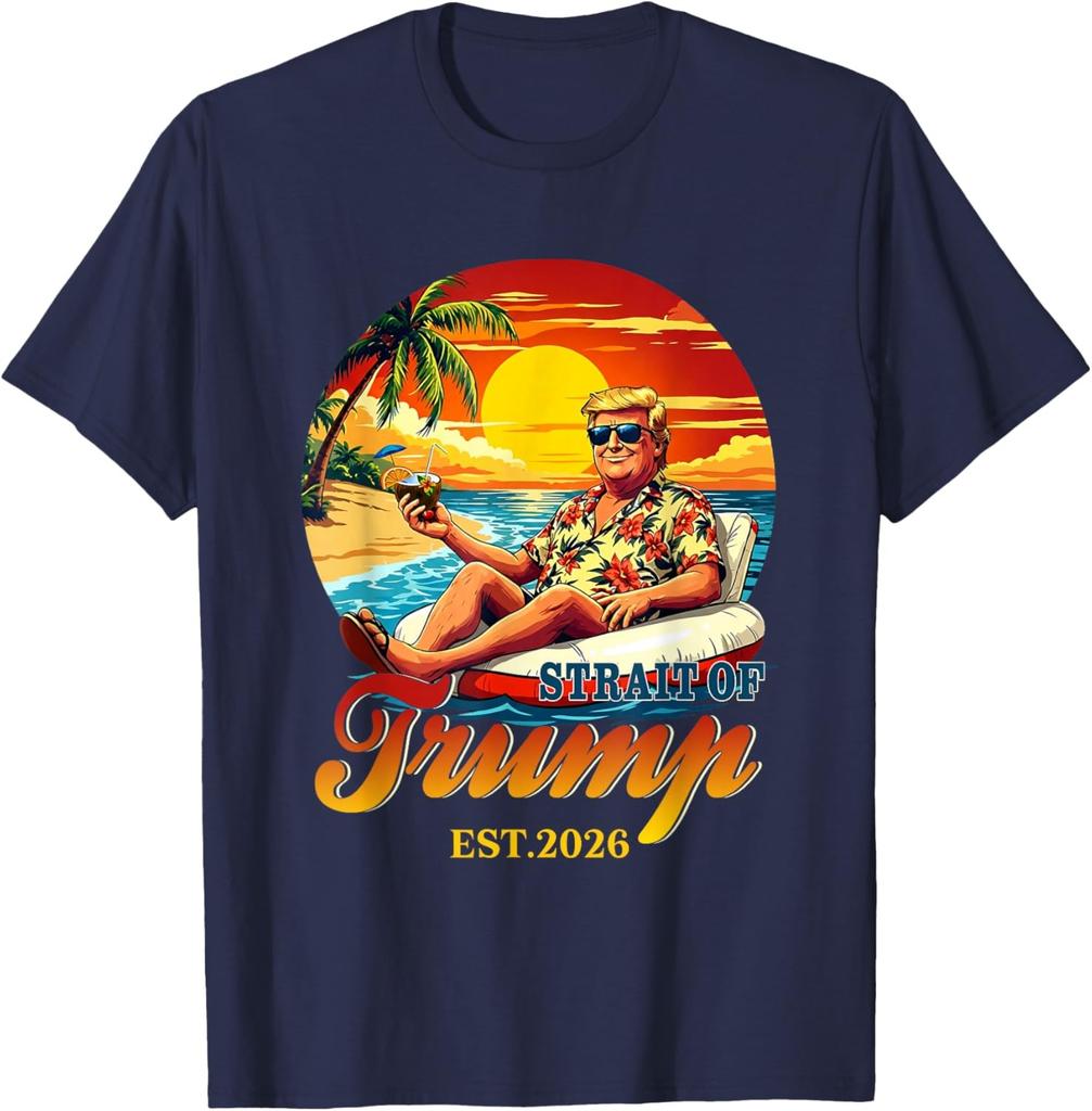 Strait of Trump Est 2026 US Flag Funny Men Women Unisex T-Shirt