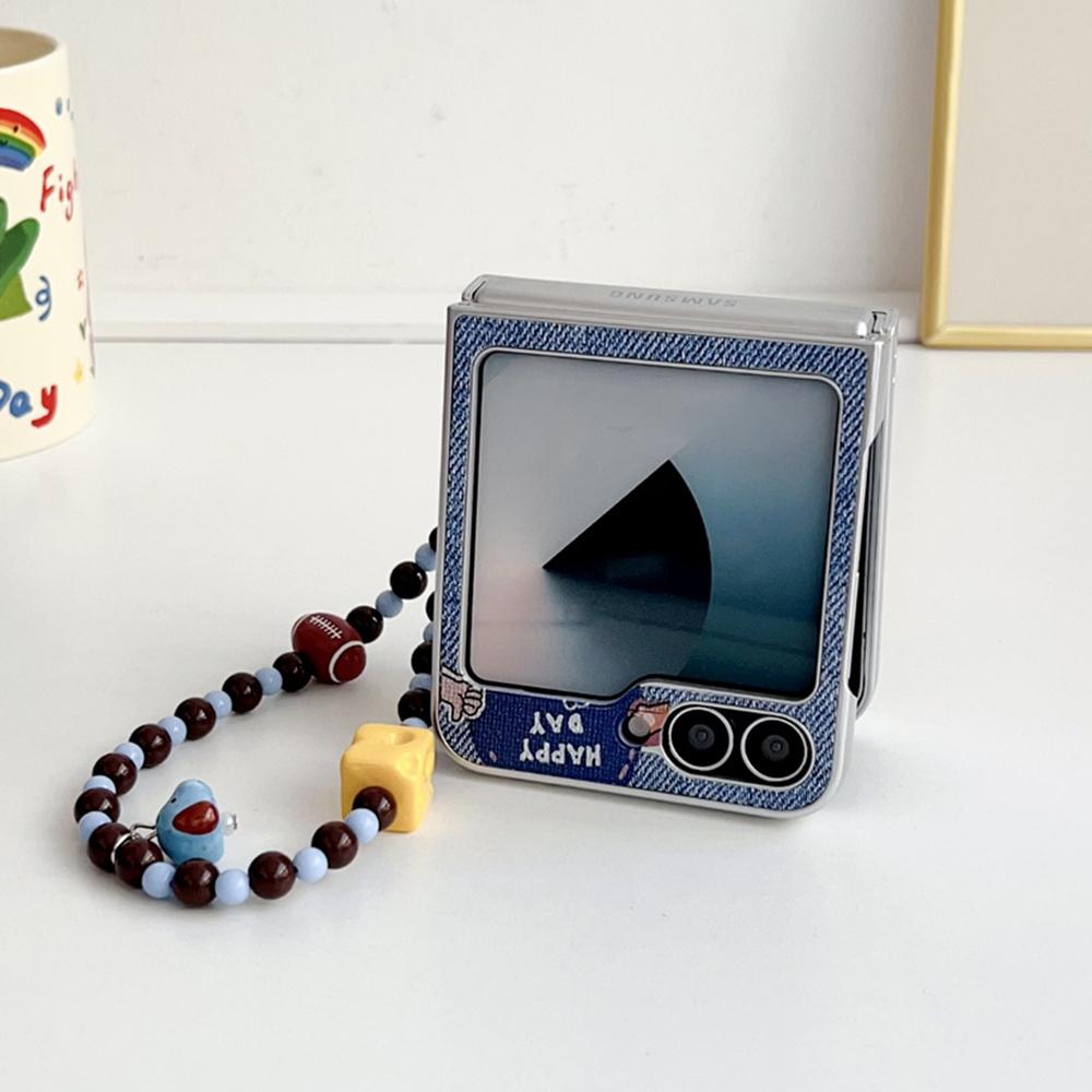 For Samsung Galaxy Z Flip7 FE 5G/Z Flip6 5G Case Lucky Puppy PC Phone Cover with Wrist Strap