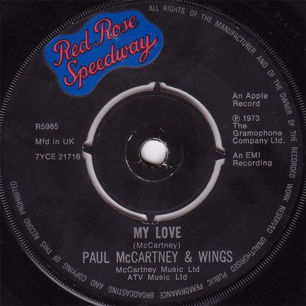 7-дюймовая пластинка WINGS - My Love R5985 Apple Records 1973 UK Рок Б/У
