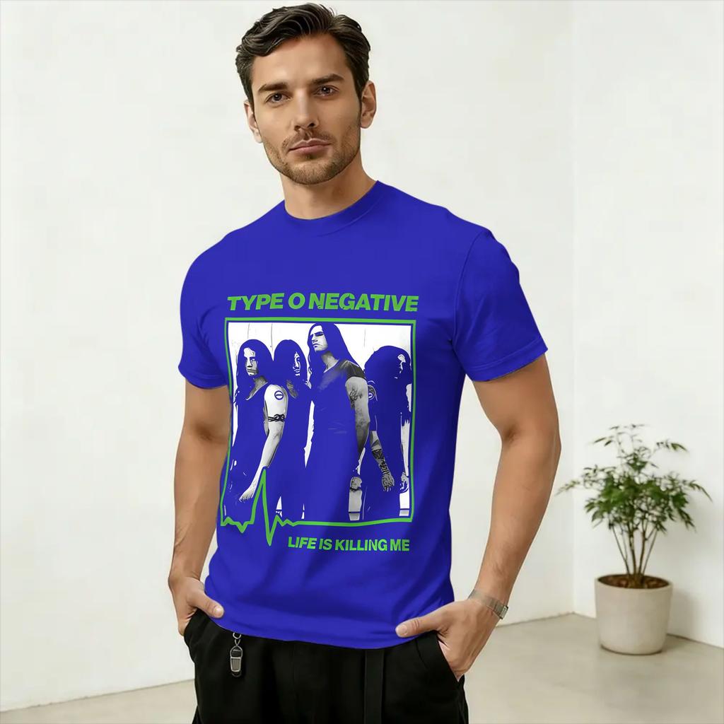 Casual Type O Negative TShirts for Unisex Round Collar Pure Cotton T Shirt Short Sleeve Tees Plus Size Clothing