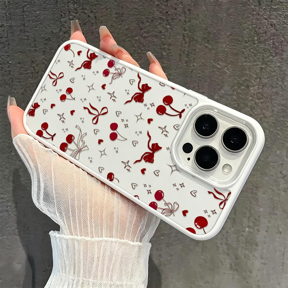 Cherry Pattern Hard Case For Iphone 15 Pro Max 17 16 15 14 13 12 11 Air Protective Shockproof Slim Cover Fundas