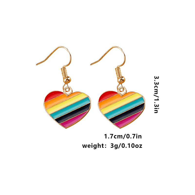 Colorful Alloy Rainbow Flag Love Earrings