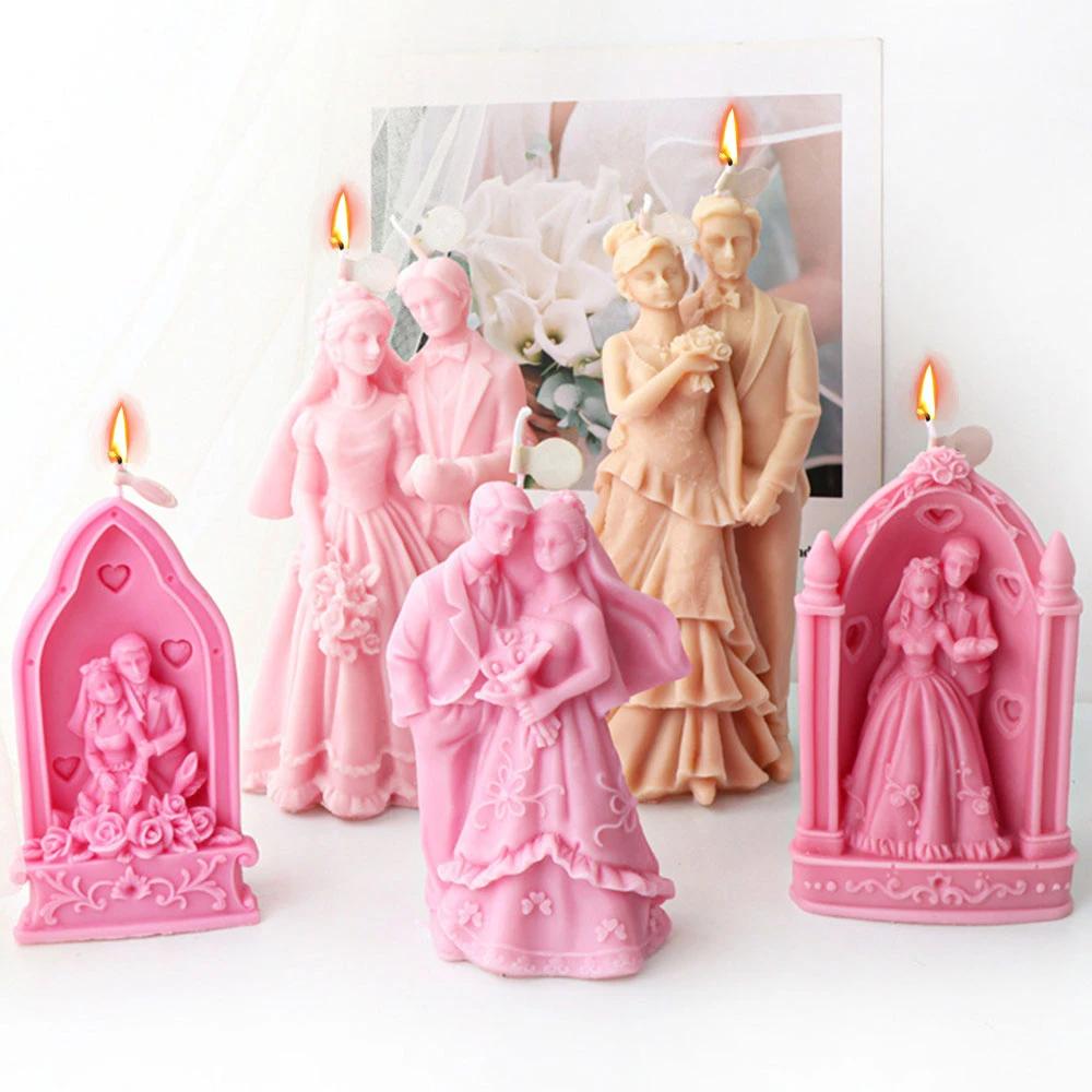 Lover Silicone Candle Mold Bride Groom Soap Resin Mould Gypsum Candle Making Tool Human Craft Molde De Vela Wedding Decor DIY Valentine's Day Gift