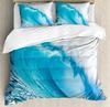 Sea Wave Duvet Cover King/Queen Size 3D Blue Ocean Spray Waves Bedding Set for Kids Teens,Azure Seawater Soft Comforter Cover