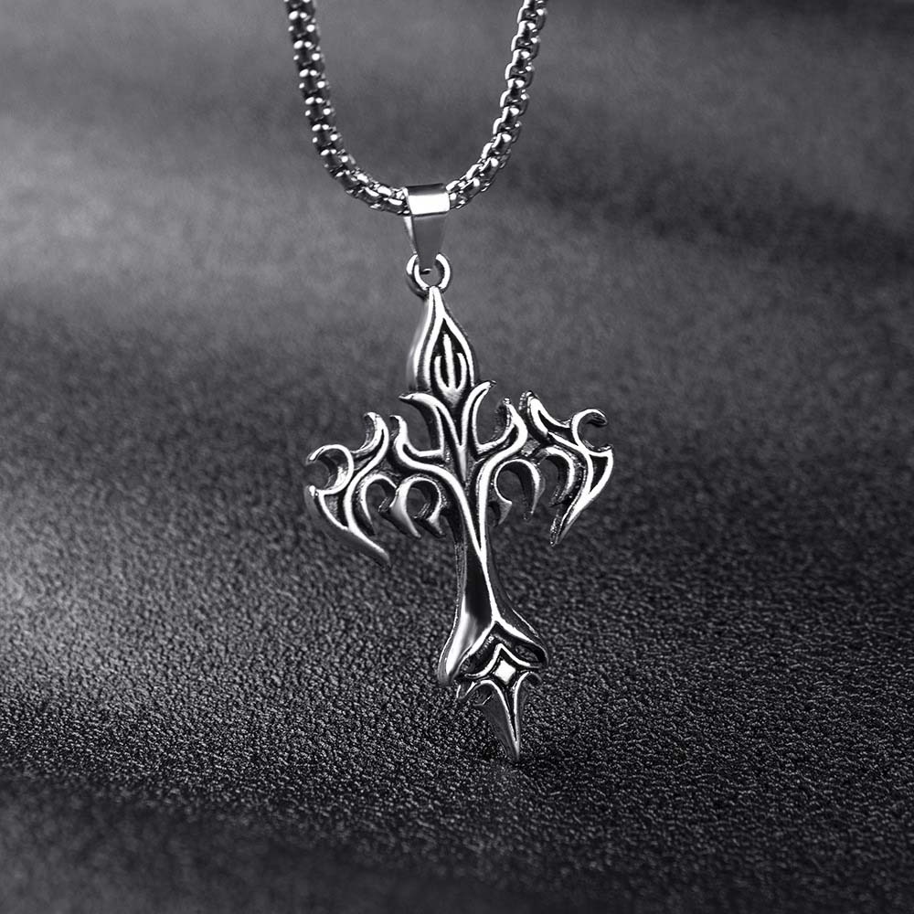 Stainless Steel Cross Clavicle Chains Cross Cross Choker Pendant Cross Necklaces  Performance Props