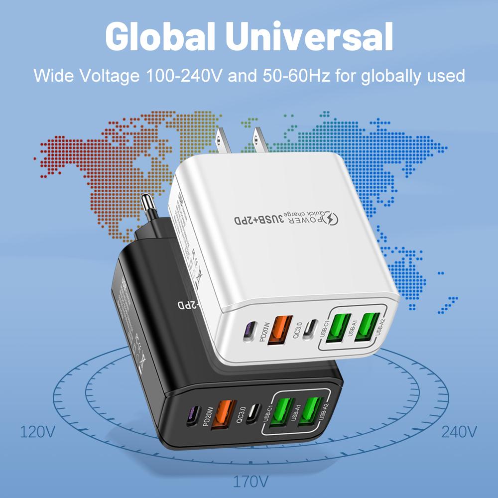 80 Вт USB зарядное устройство PD быстрая зарядка тип C мобильный телефон адаптер для iPhone 15 быстрая зарядка ЕС/США/Великобритания вилка настенное зарядное устройство