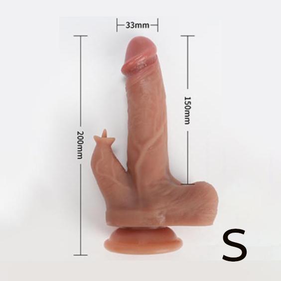 4-в-1 Имитация яичек + Язык + Пенис Вращение на 360° 10 режимов вибрации Пульт дистанционного управления Автоподогрев Реалистичный электрический дилдо