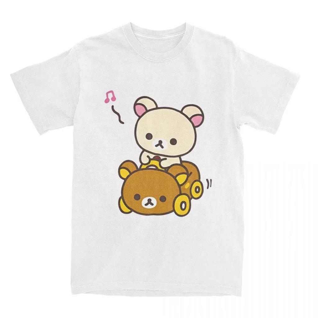 2026 Hot Sale Car Drive Rilakkuma T-Shirt for Men Women Hipster Cotton Tee Shirt O Neck Short Sleeve T Shirt Plus Size Clothing Top Tee