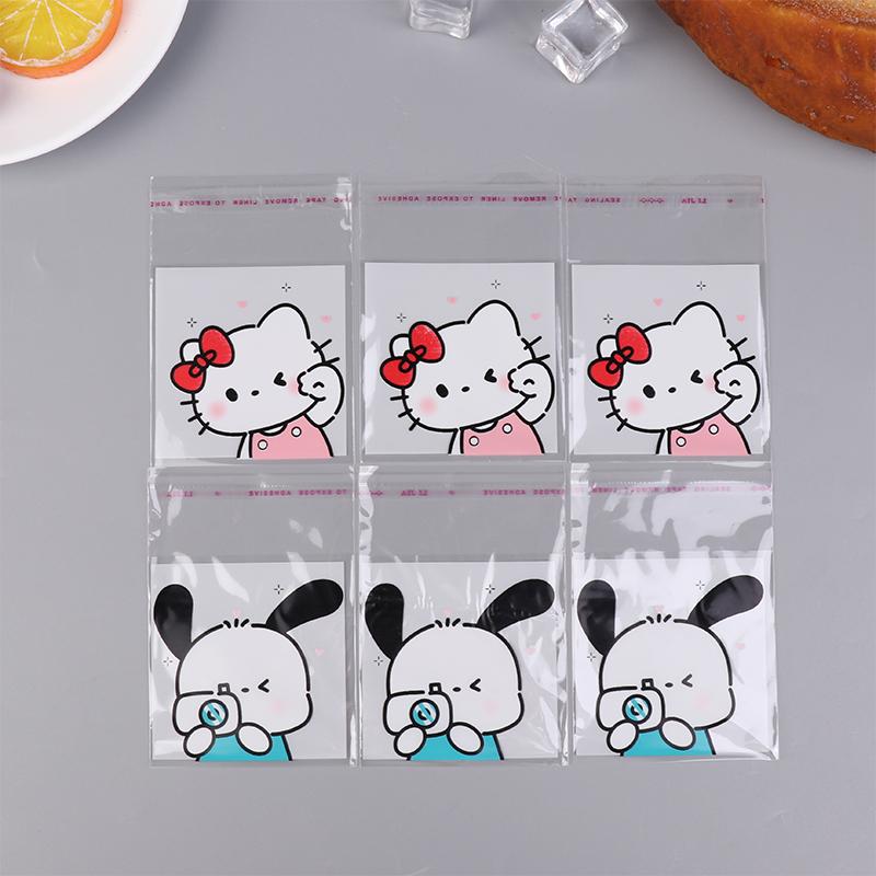 100 шт. Милые Hello Kitty Pochacco Прозрачный пакет с зип-локом Водонепроницаемые упаковочные пакеты Конфеты Печенье Самозапечатывающийся пакет Подарочный пакет