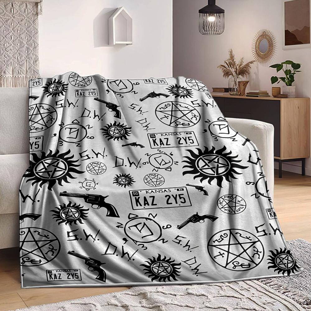 1Pc Supernatural Symbols Blanket Soft And Comfortable Casual Warm Camping Travel Christmas Halloween Xmas Gift M92493