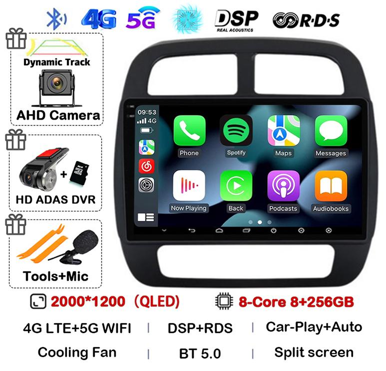 Android 14 Auto Carplay для Renault KWID K-ZE Dacia Spring 2015 2016 2017 2018 2019 Автомобильный мультимедийный проигрыватель GPS Радио DSP Stereo