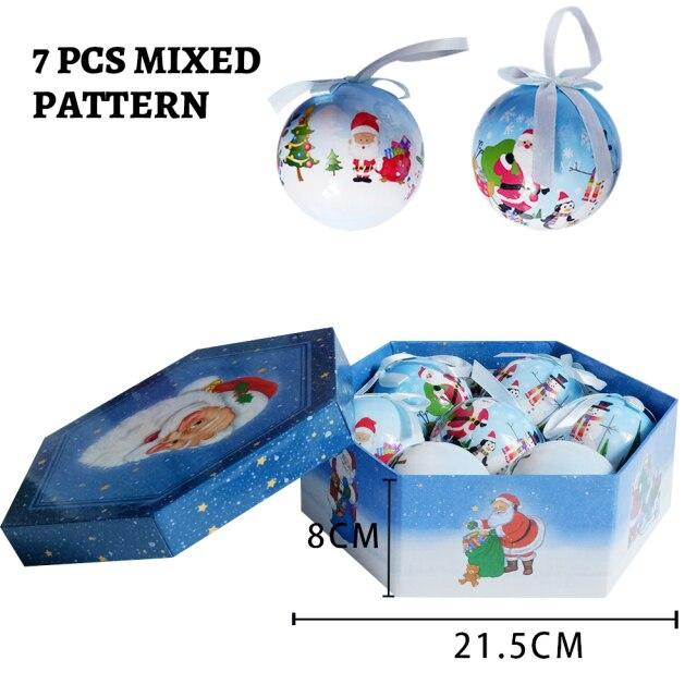 Xmas Party Hanging Ball for Home Party Ornament Christmas Gift Christmas Tree Decor Ball Baubles Ornament  Xmas Tree Toys 7 PCS  a Set