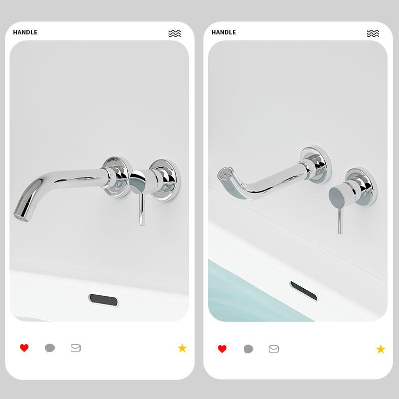 Смеситель для ванной комнаты, смеситель для раковины, раковина, матовый черный, горячая и холодная вода, настенный излив для ванны с современной ручкой-рычагом