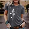Women's Dandelion Patterned Round-neck Short-sleeved Casual and Fashionable T-shirt