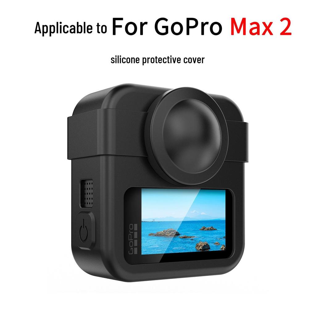 Силиконовый чехол для GoPro Max2: Ударопрочный защитный чехол с боковой крышкой для аккумулятора и крышкой для объектива