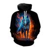 2024 New Fashion Men's Hoodies 3D Wolf Printed Loose Fit Sweatshirt for Men Streetwear Hoody Funny Hoodie Pullover