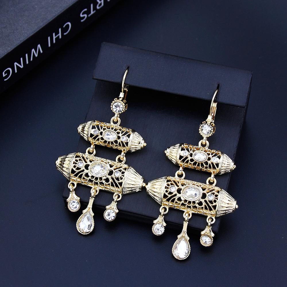 Шикарные женские серьги золотого цвета, ювелирные изделия для невесты, длинные геометрические серьги, традиционное искусство, бижутерия