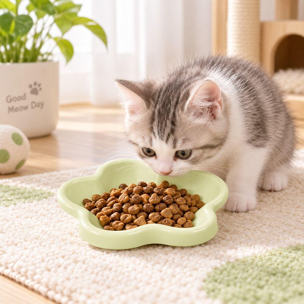 Plastic Cat Bowl Puppy Shape Pet Food Dish Cute Cat Plates Pet Feeding