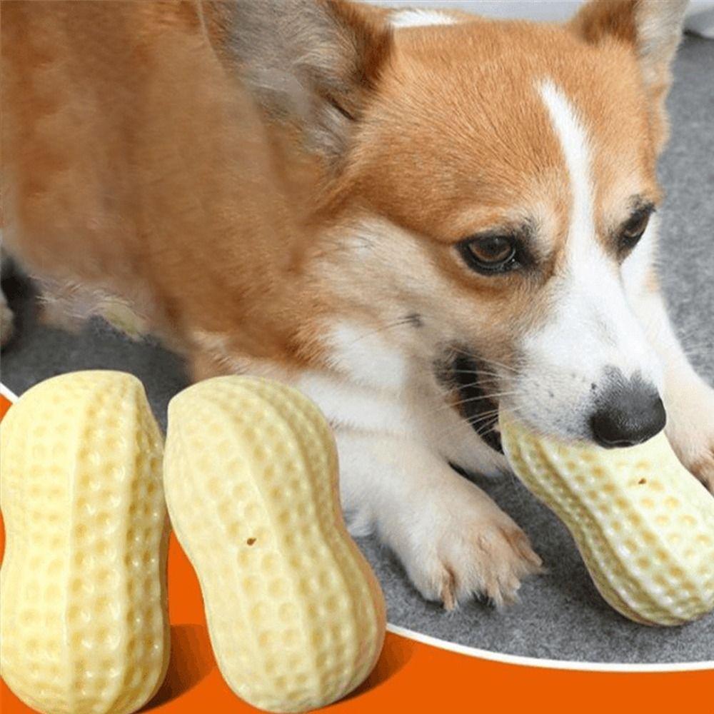 Teeth Interactive Bite Resistant Peanut Dog Toy Pet Toy Ball Squeak Vocal Molar